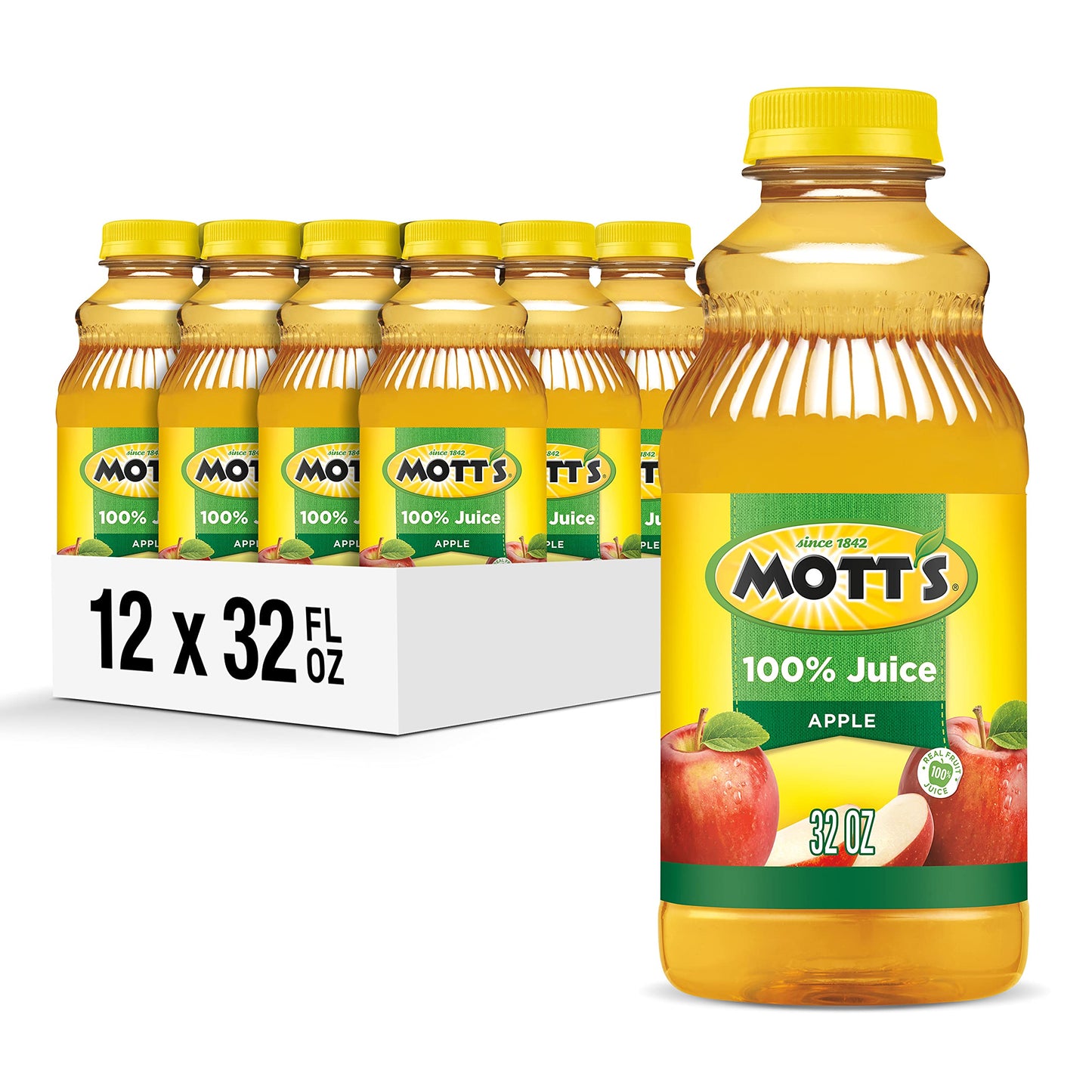 Mott's 100% Original Apple Juice, 8 Fl Oz Bottles, 24 Count (4 Packs Of 6), 2 Servings Of Fruit, 100% Fruit Juice, Gluten-free, Caffeine-free, Kosher, Contains No Artificial Colors Or Sweeteners