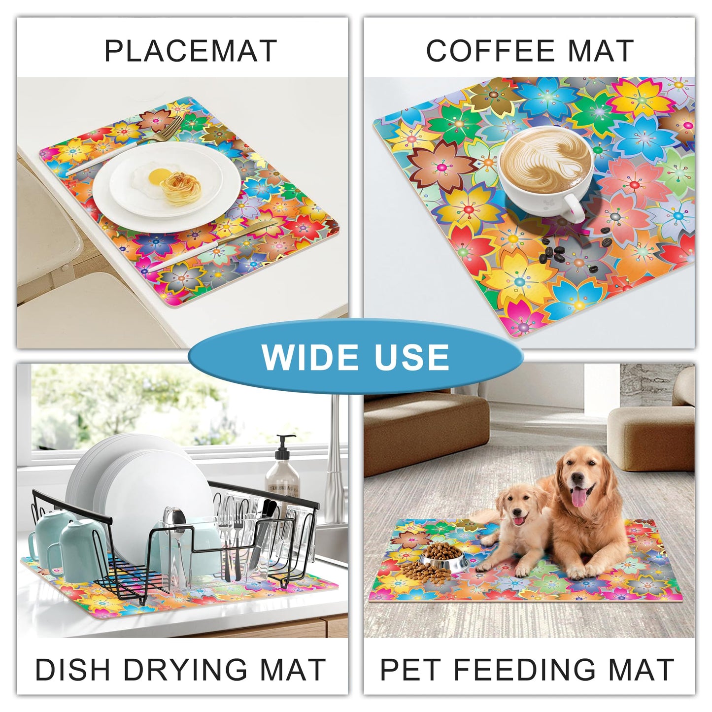 Coffee Maker Mat for Countertops, Coffee Bar Accessories Fit Under Coffee Machine Mat, 19"x12" Rubber Backed Coffee Pots, Table Mat Under Appliance, Dish Drying Mat, Marble Gray for Kitchen Counter