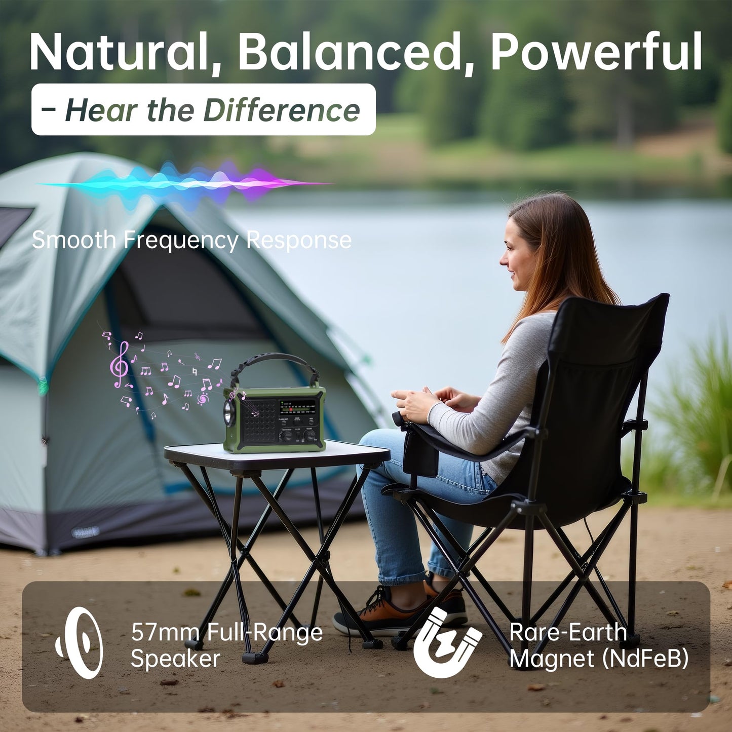 Solar Emergency Weather Radio with Hand Crank, 12000mAh Power Bank, AM/FM/NOAA Radio, Dual USB Phone Charger, SOS & 2-Mode LED Flashlight