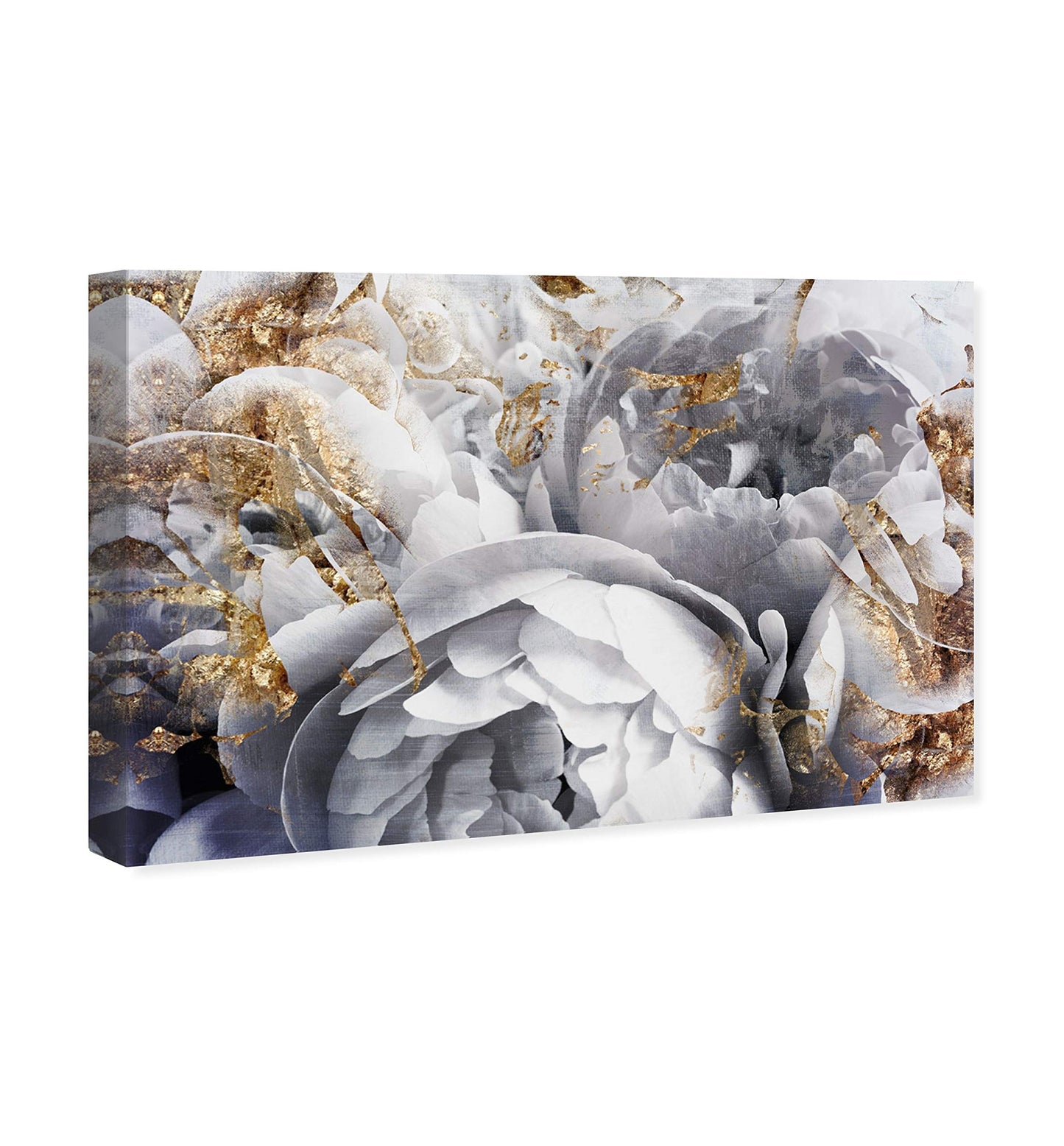 The Oliver Gal Artist Co. Floral and Botanical Wall Art Canvas Prints 'Her Peony Garden' Home Décor, 15" x 10", Gold, White