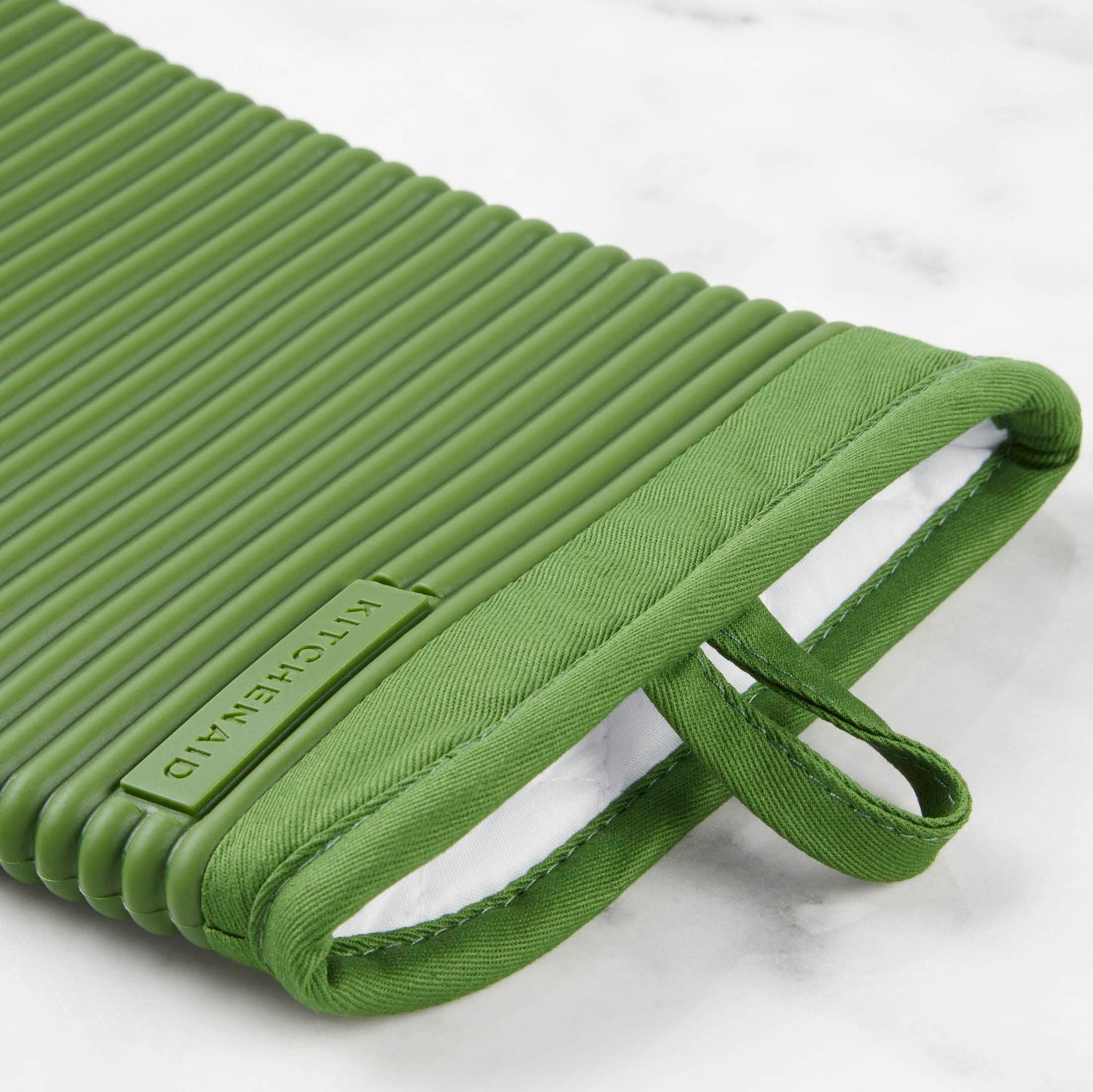 KITCHENAID Ribbed Soft Silicone Oven Mitt 2-Pack Set, Matte Black, 7.5"x13"