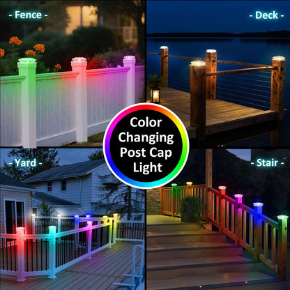 T-SUN Solar Post Cap Lights, 6 Pack – Warm & Cool White, Waterproof, Fits 4x4/5x5/6x6 Posts