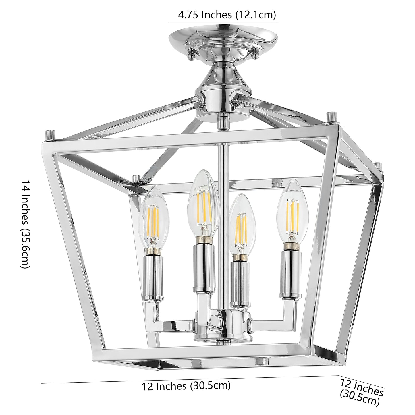 JONATHAN Y JYL7610A Plains Mini-Laterne, 30,5 cm, 4 Lichter, Eisen, modernes Bauernhaus-LED-Bündigeinbauset, rustikal, industriell, dimmbar, 2700 K, gemütliches warmes Licht, für Küche, Flur, Badezimmer, Treppenhaus, ölgeriebene Bronze 