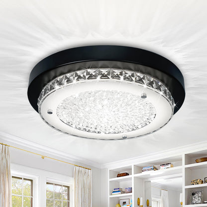 Black Crystal Flush Mount Ceiling Light – Modern Dimmable LED