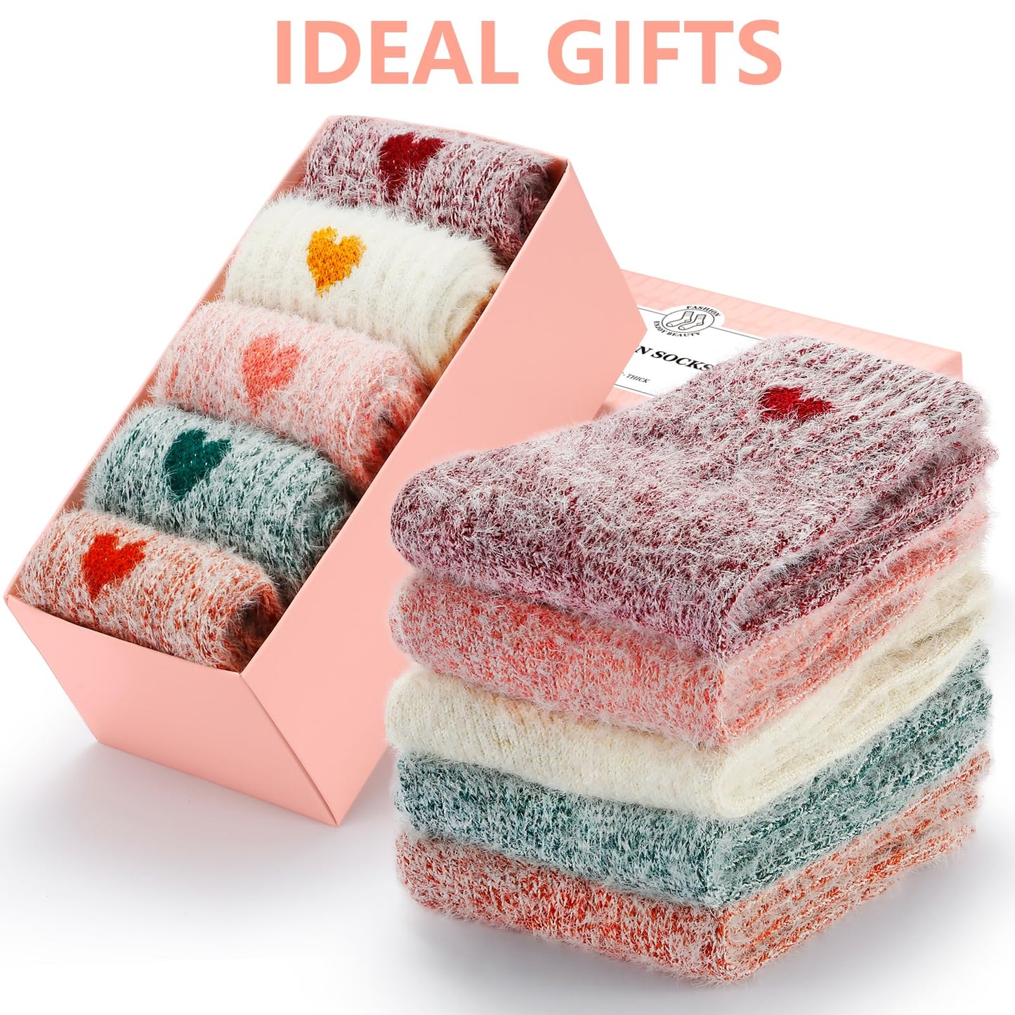 5 Pairs Fuzzy Soft Cozy Comfortable Socks for Women, Casual Sleep Comfy Socks, Perfect Warm Winter Gifts for Women