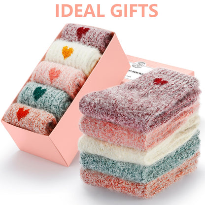 5 Pairs Fuzzy Soft Cozy Comfortable Socks for Women, Casual Sleep Comfy Socks, Perfect Warm Winter Gifts for Women