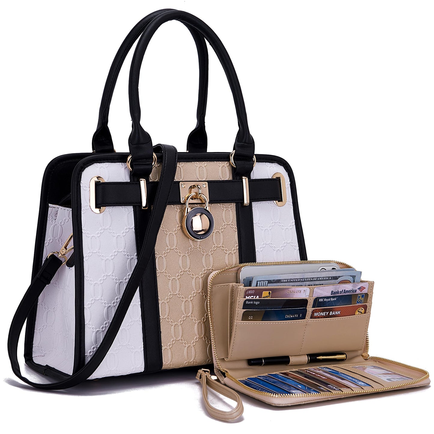 Handbags Sets For Women Shoulder Bags Top Handle Work Satchel Tote Purses Set With Matching Wallet 2pcs