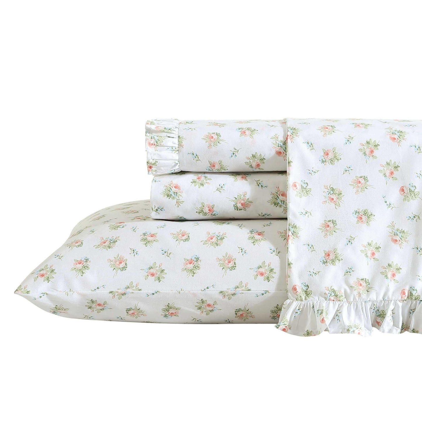 Laura Ashley - Sheet Set, Breathable Cotton Percale Bedding with Matching Pillowcases, Soft Home Decor