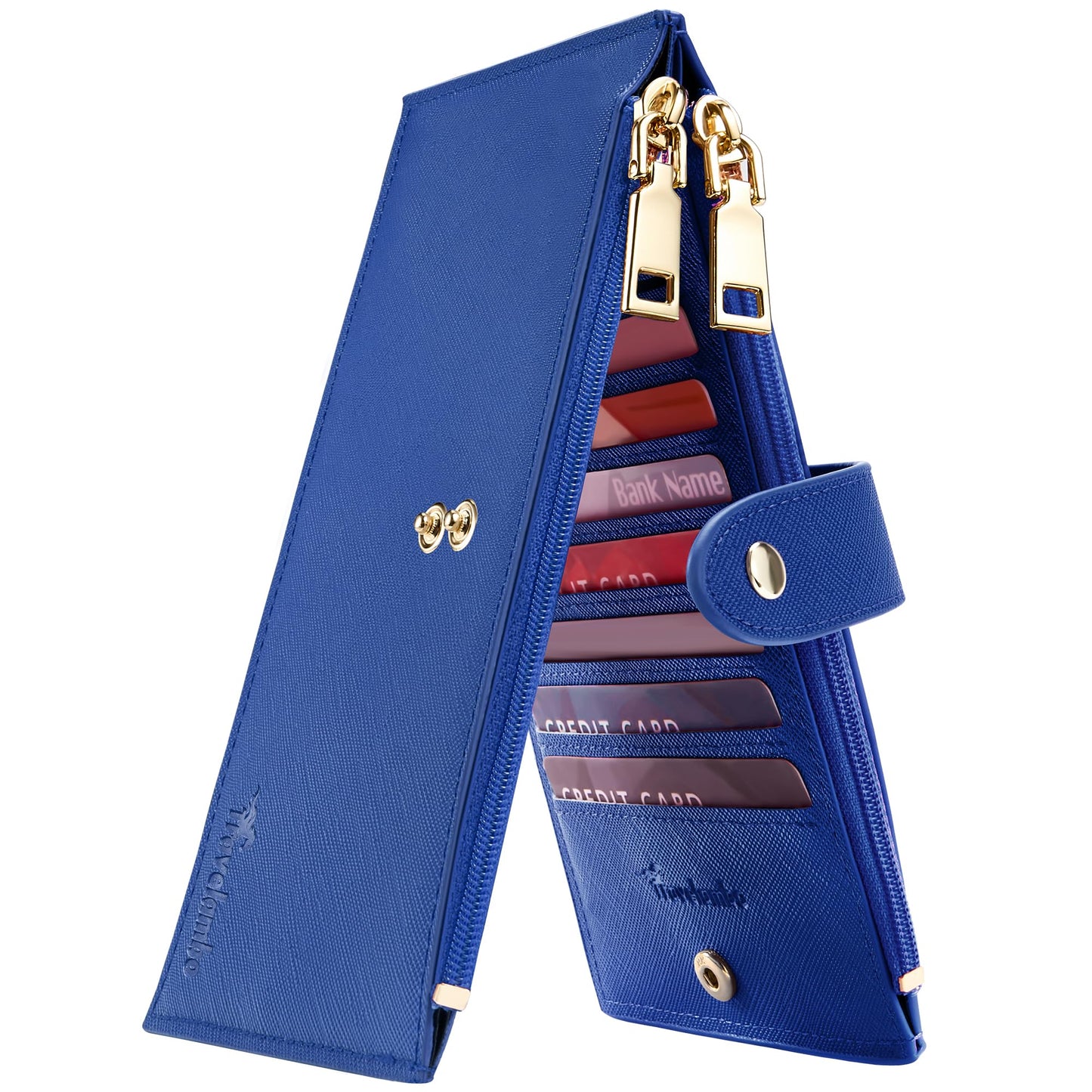 Travelambo RFID Wallet Women Large Size Bifold Multi Card Wallet Case with Zipper Pocke Credit Card Holder for Women