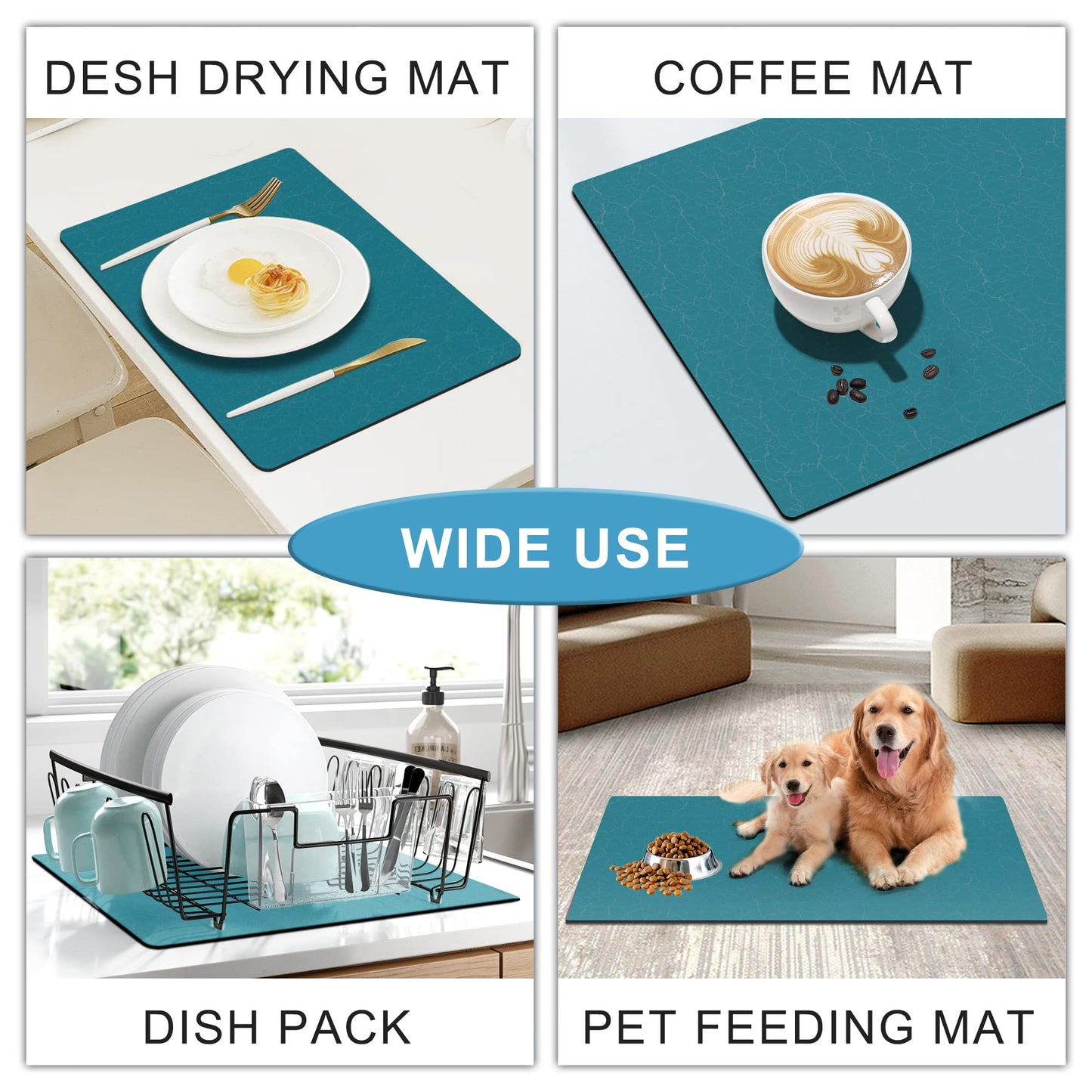 Coffee Maker Mat for Countertops, Coffee Bar Accessories Fit Under Coffee Machine Mat, 19"x12" Rubber Backed Coffee Pots, Table Mat Under Appliance, Dish Drying Mat, Marble Gray for Kitchen Counter