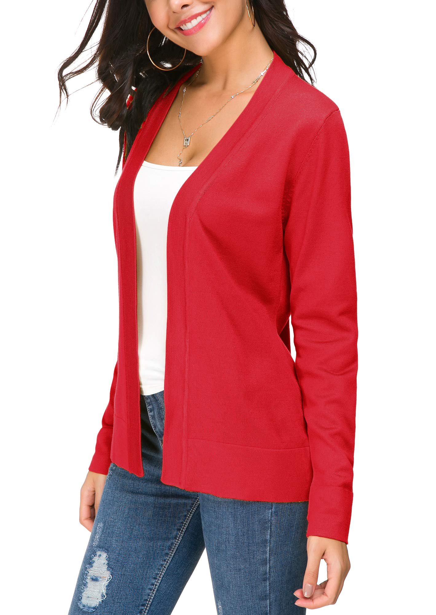 Cardigan en tricot ouvert sur le devant pour femme, manteau à manches longues