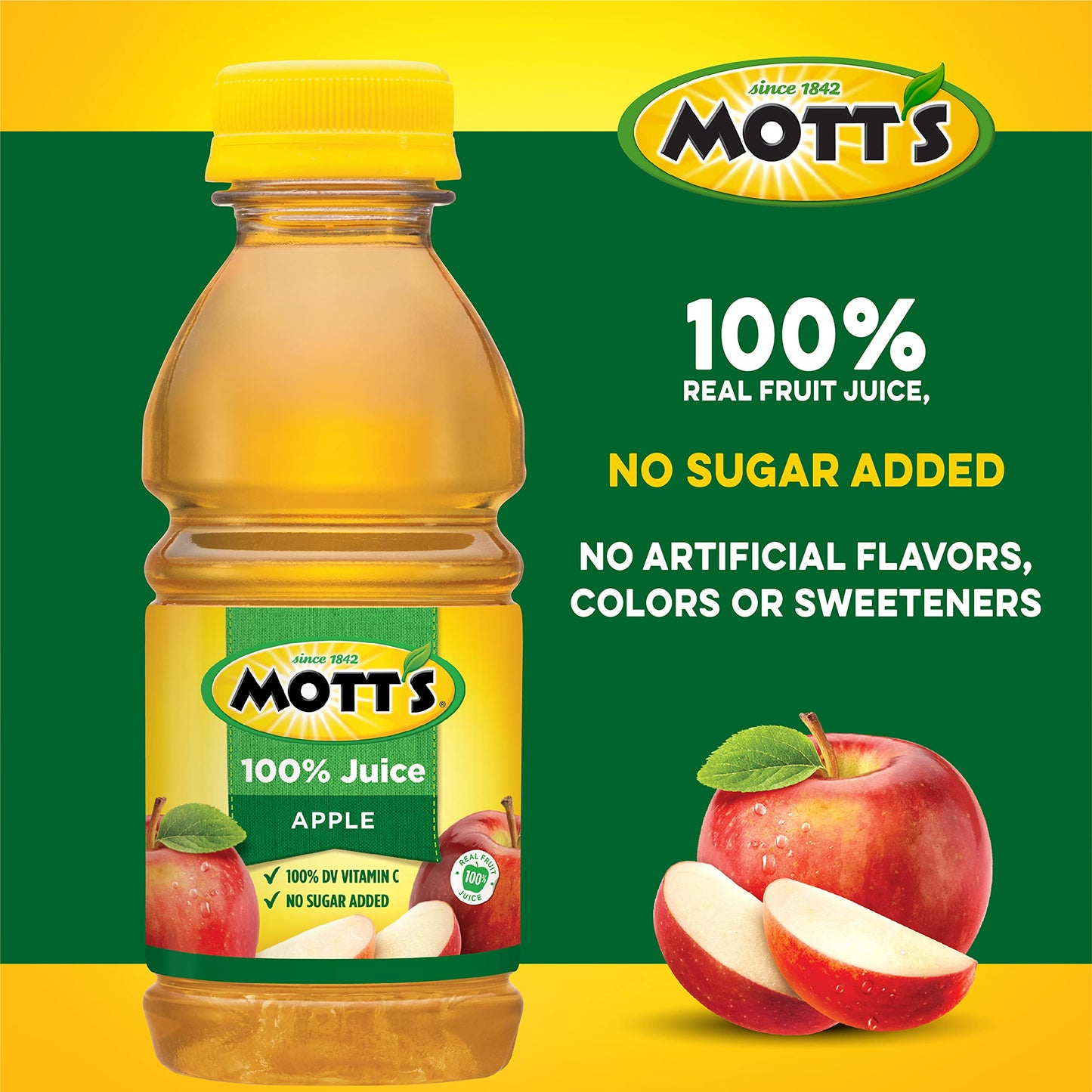 Mott's 100 % Original Apfelsaft, 8-fl-oz-Flaschen, 24 Stück (4 Packungen mit 6 Stück), 2 Portionen Obst, 100 % Fruchtsaft, glutenfrei, koffeinfrei, koscher, enthält keine künstlichen Farbstoffe oder Süßstoffe 