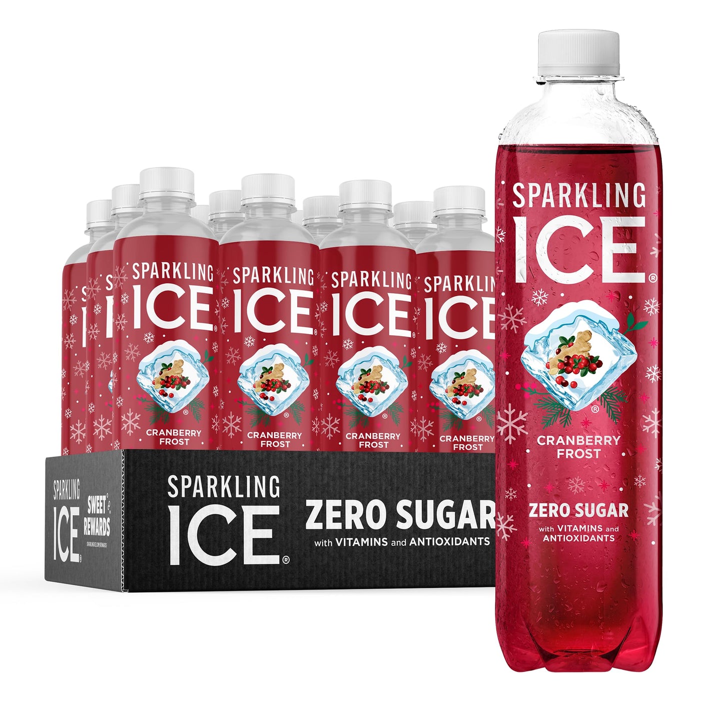 Sparkling Ice, eau pétillante à la cerise noire, eau aromatisée sans sucre, avec vitamines et antioxydants, boisson à faible teneur en calories, bouteilles de 17 fl oz (paquet de 12) 