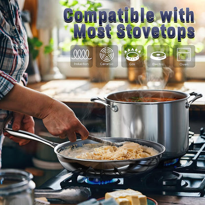 Cooks Standard 10-Piece Stainless Steel Cookware Set – Multi-Ply Clad Pots & Pans with Stay-Cool Handles