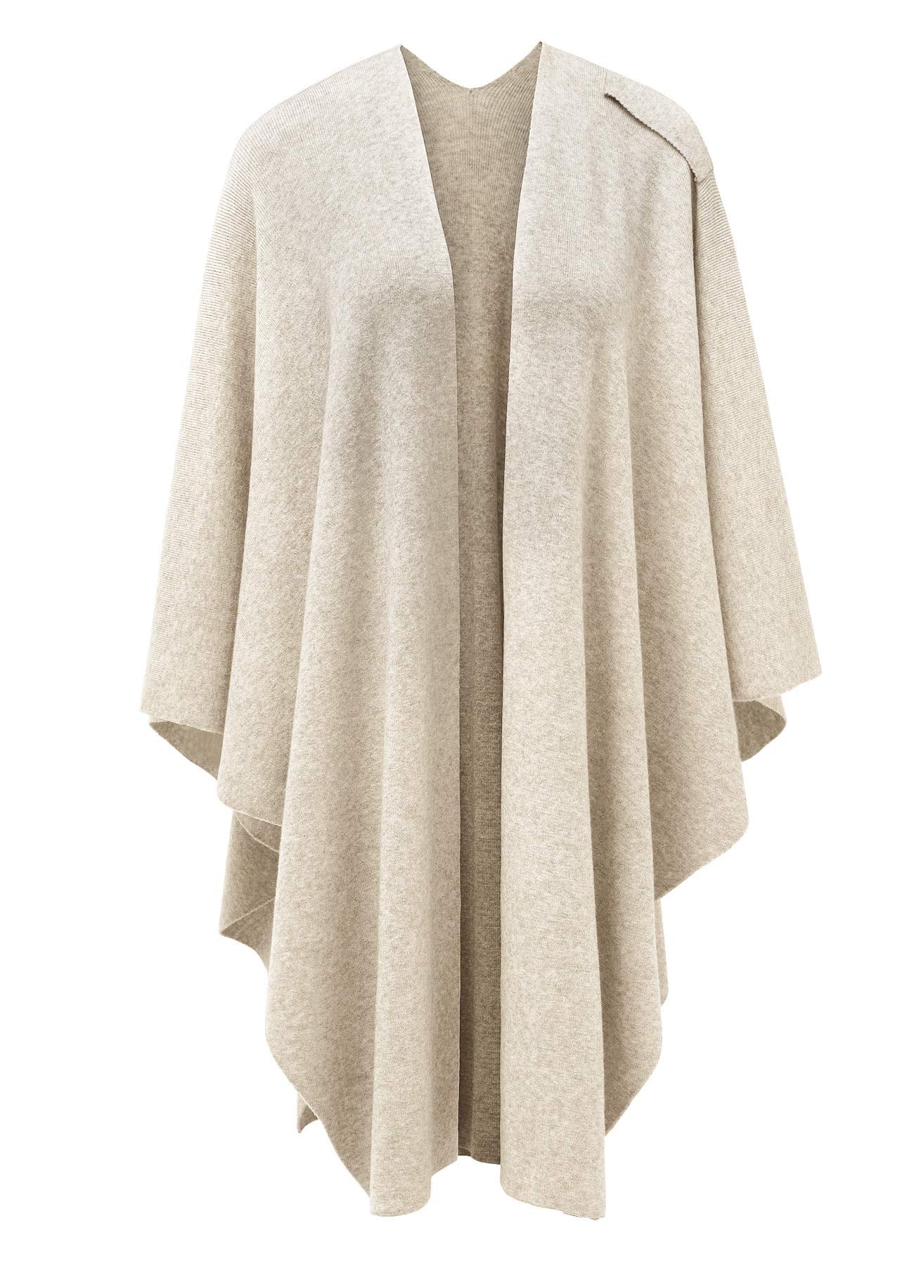 PULI Femmes Grand Poncho Croisé Sur Le Devant Pull Enveloppant Topper Tricoté Élégant Châles Cape pour l'Automne Hiver