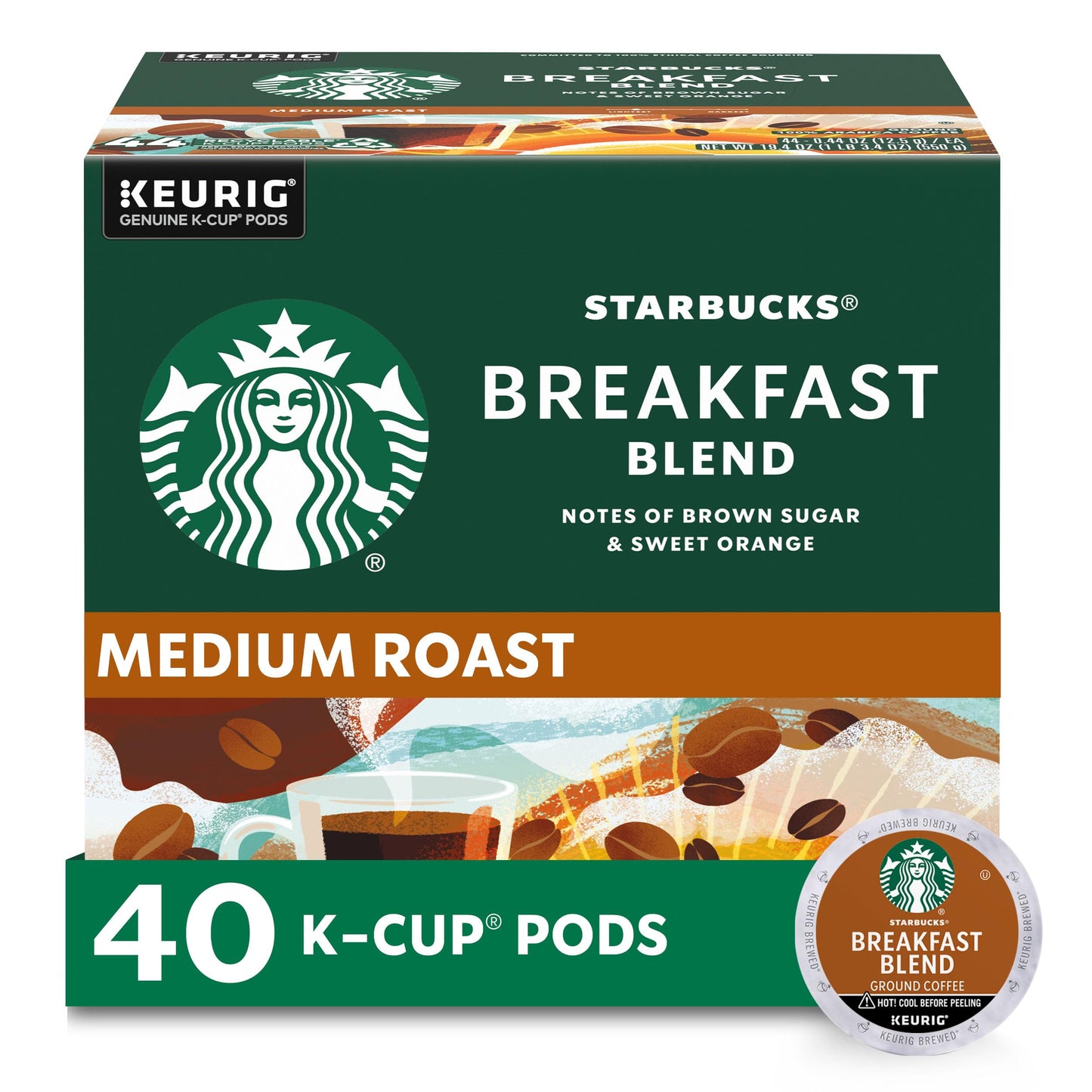 Starbucks K-Cup-Kaffeepads, natürlich aromatisiertes Kaffee-Vielfaltspaket für Keurig-Kaffeemaschinen, 100 % Arabica, 1 Schachtel (40 Pads) 