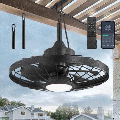 Outdoor Hanging Ceiling Fan with Light – 3CCT, 6-Speed, IP65