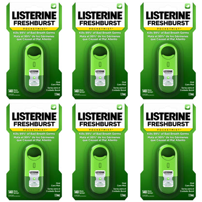 Listerine Freshburst Pocketmist Breath Spray – Sugar-Free, Non-Aerosol, Spearmint, 6-Pack