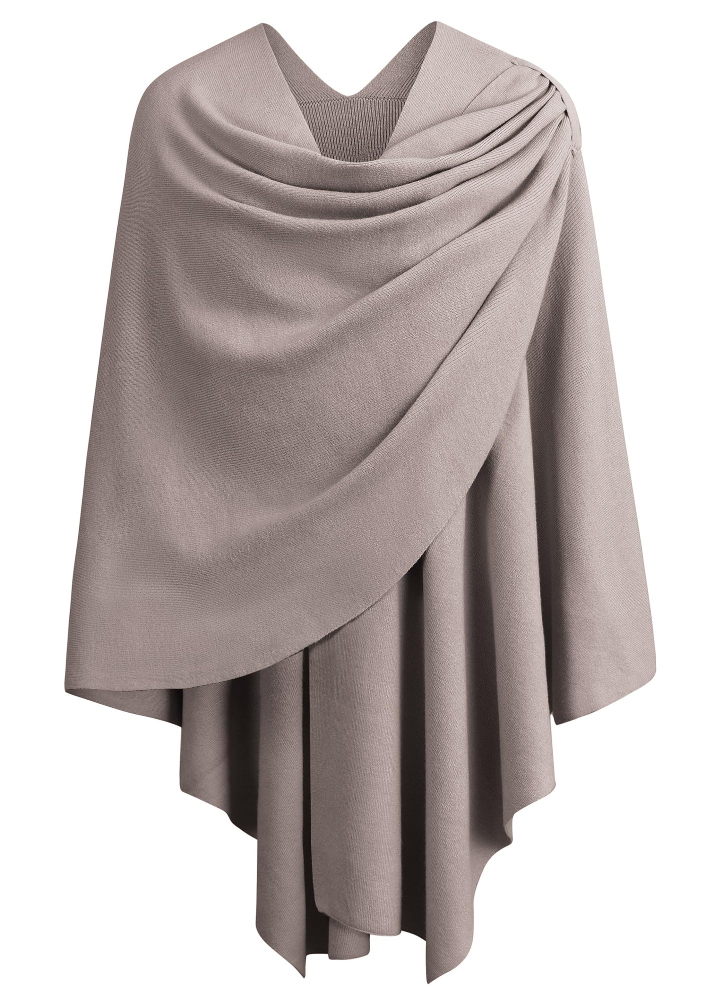 PULI Femmes Grand Poncho Croisé Sur Le Devant Pull Enveloppant Topper Tricoté Élégant Châles Cape pour l'Automne Hiver