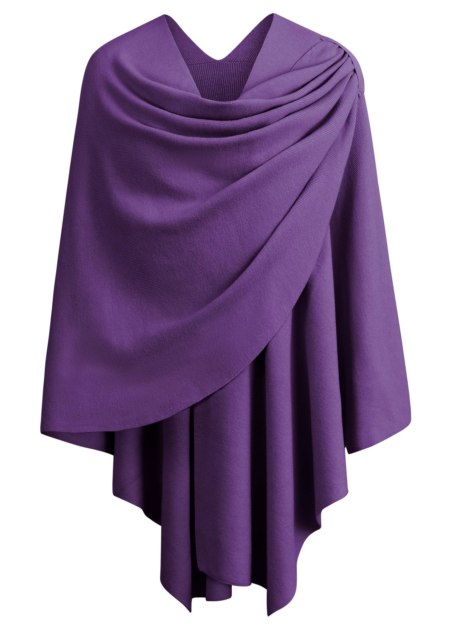 PULI Femmes Grand Poncho Croisé Sur Le Devant Pull Enveloppant Topper Tricoté Élégant Châles Cape pour l'Automne Hiver