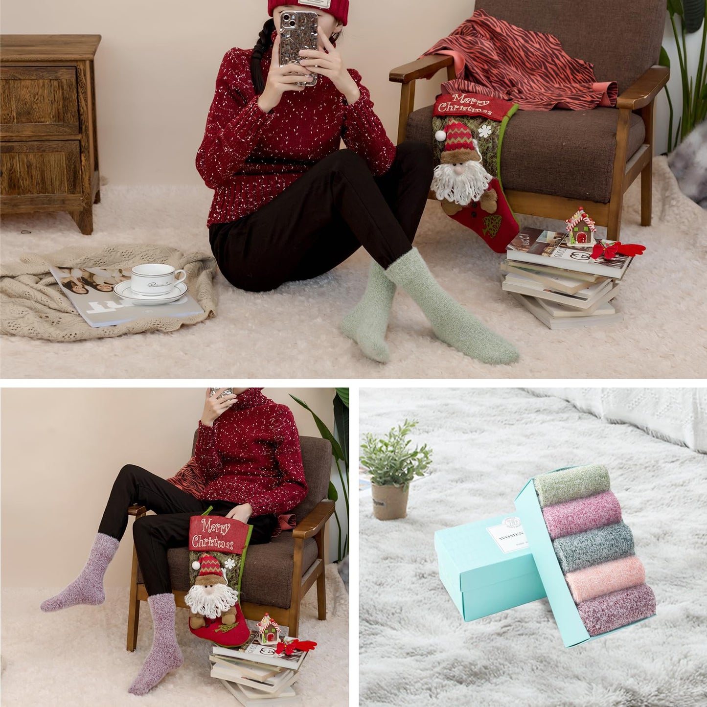 5 Pairs Fuzzy Soft Cozy Comfortable Socks for Women, Casual Sleep Comfy Socks, Perfect Warm Winter Gifts for Women