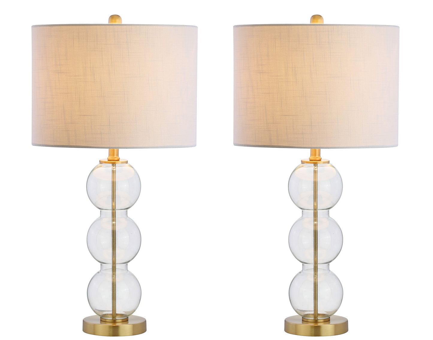 JONATHAN Y JYL1070D-SET2 Lot de 2 lampes de table Bella 27" Lampe de table à LED à triple sphère en verre Lampe de chevet contemporaine pour chambre à coucher, salon, bureau, bibliothèque universitaire, transparente/chromée 