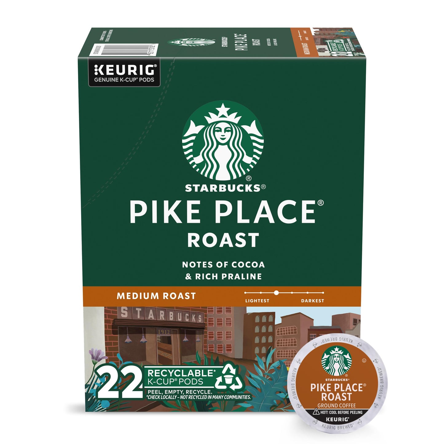 Capsules de café Starbucks K-Cup, pack de variétés de café naturellement aromatisé pour les cafetières Keurig, 100 % arabica, 1 boîte (40 capsules) 