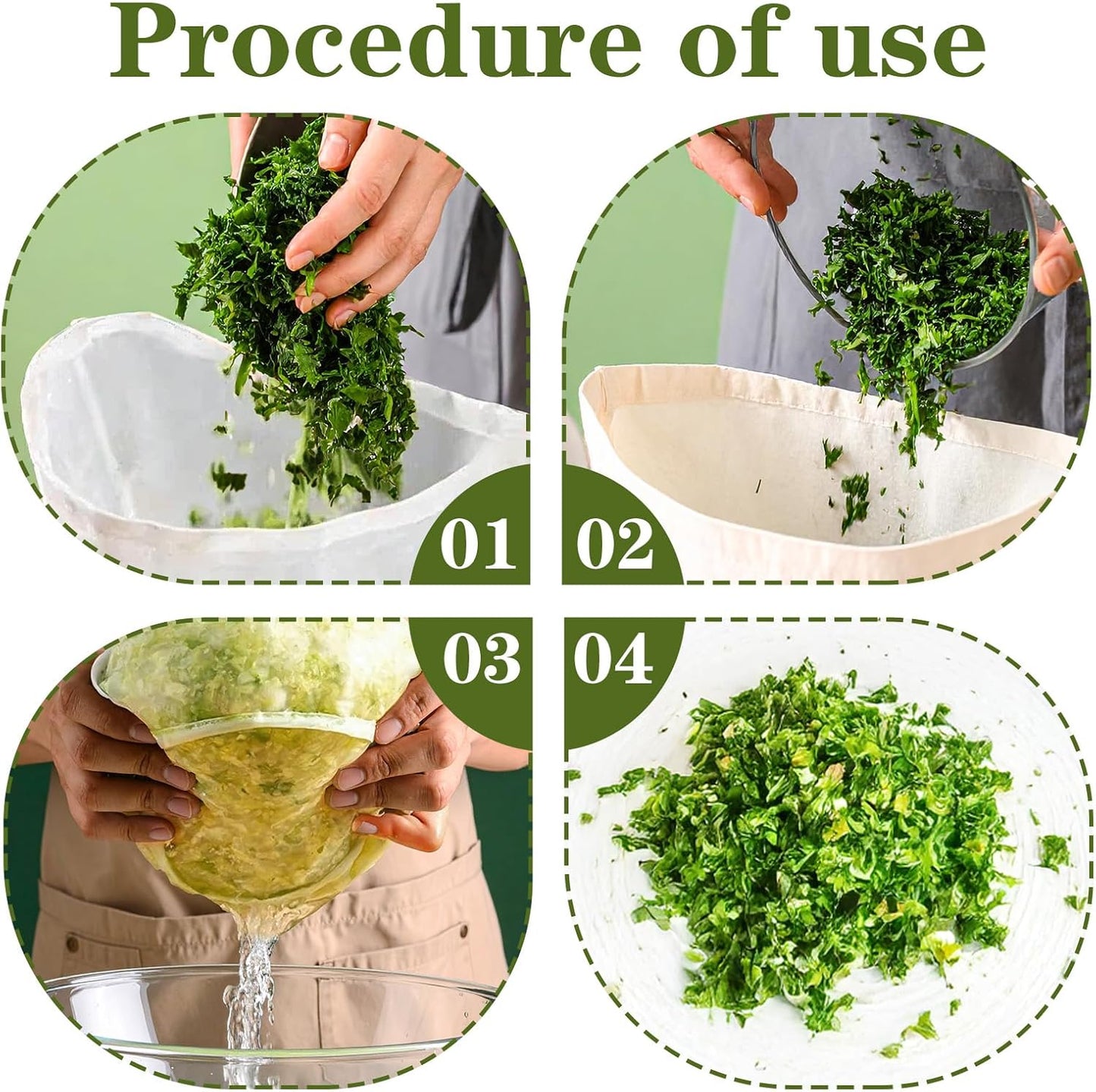 9-Pack Reusable Cheesecloth Nut Milk Bags, Organic Cotton Fine Mesh Food Strainers