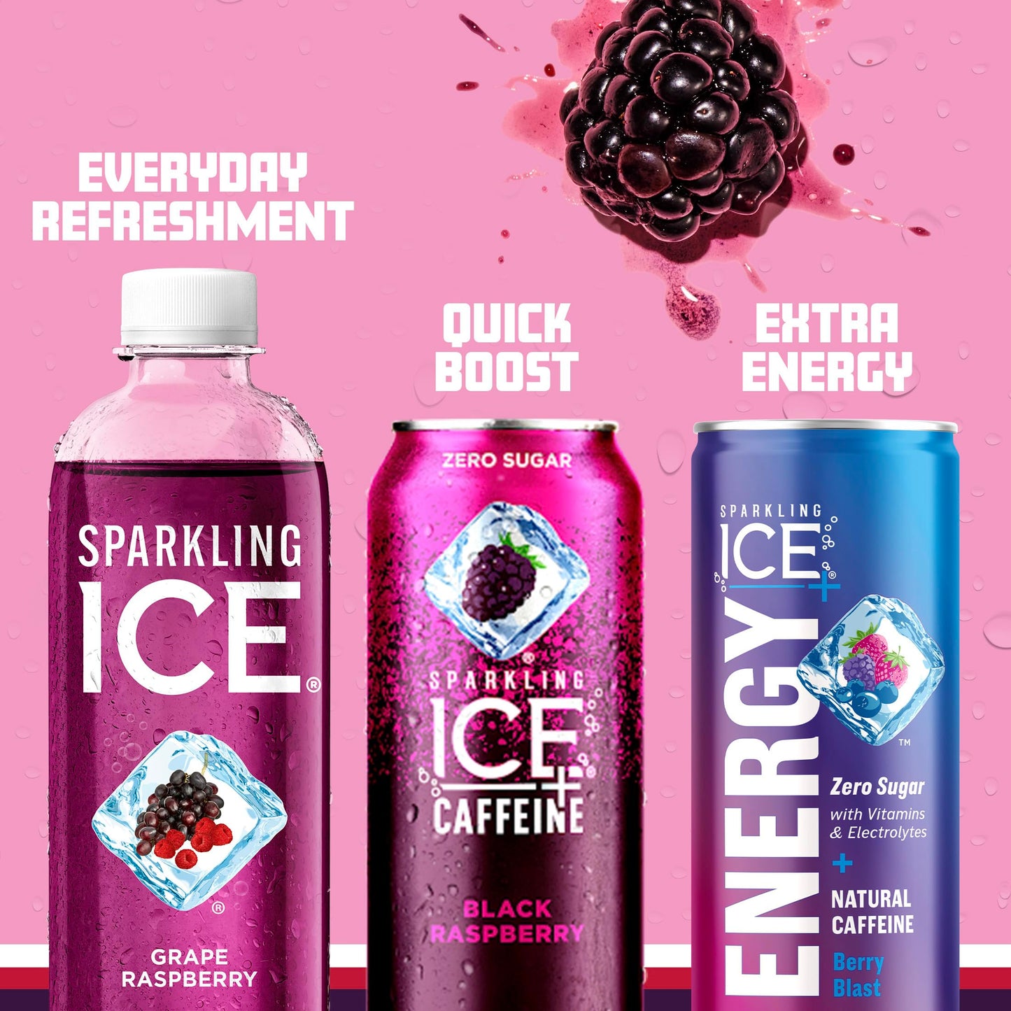 Sparkling Ice, eau pétillante à la cerise noire, eau aromatisée sans sucre, avec vitamines et antioxydants, boisson à faible teneur en calories, bouteilles de 17 fl oz (paquet de 12) 