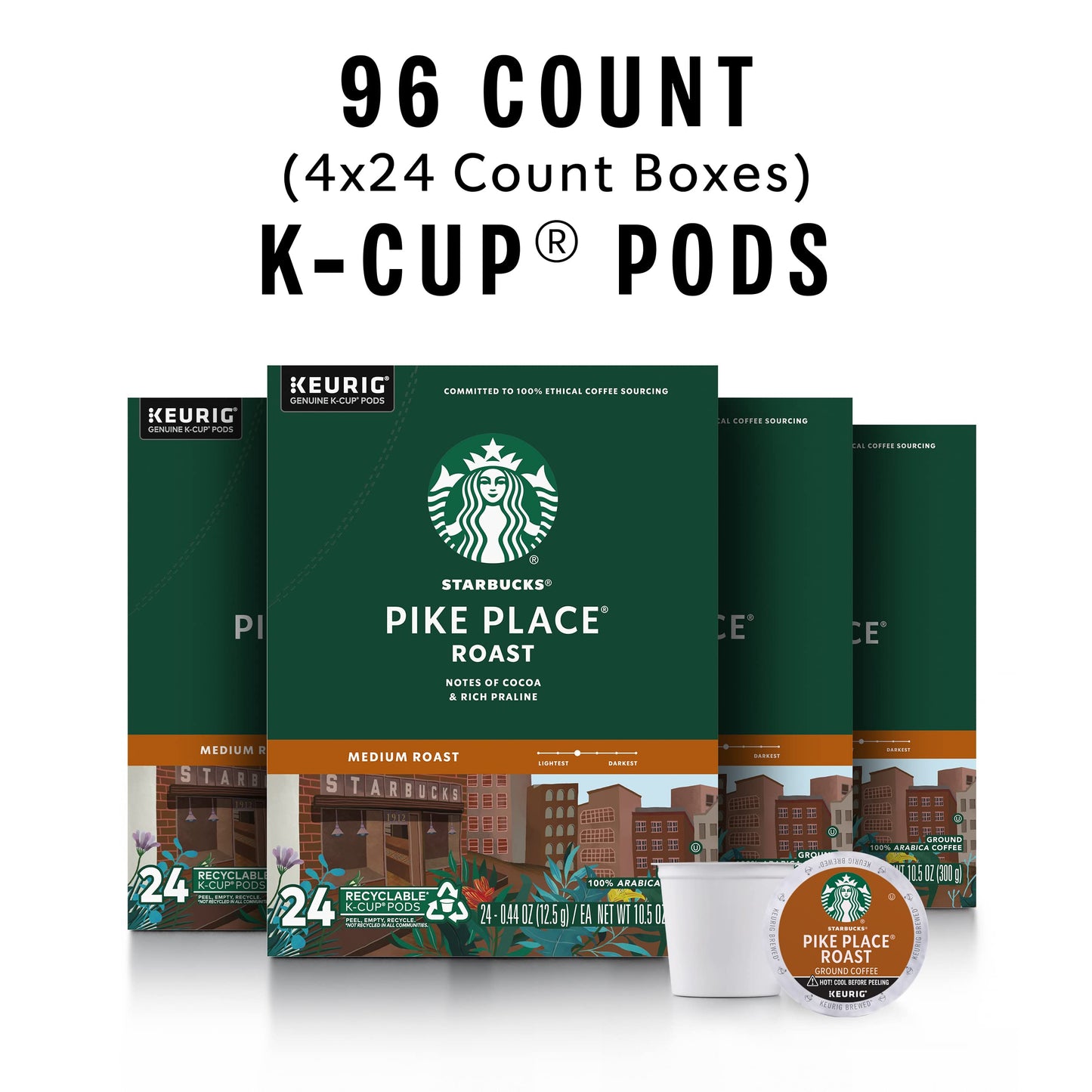 Starbucks K-Cup Coffee Pods, Naturally Flavored Coffee Variety Pack for Keurig Brewers, 100% Arabica, 1 Box (40 Pods)