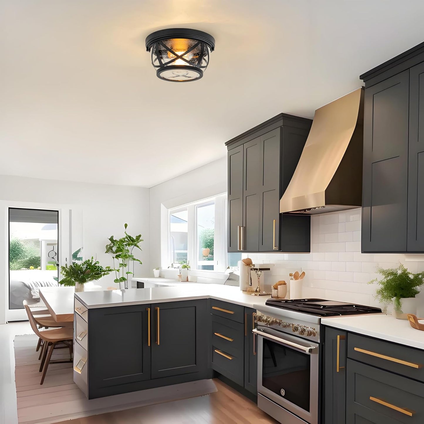 Flush Mount Ceiling Light – Seeded Glass Design