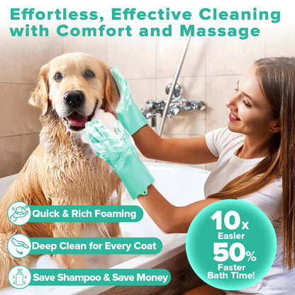 6PCS Pet Grooming Kit for Dogs,Cats and Horses | Dog Washing Gloves | Dog Bath Brush | Dog Bath Gloves | Dog Shampoo Brush | Pet Grooming Gloves | Dog Bath Supplies
