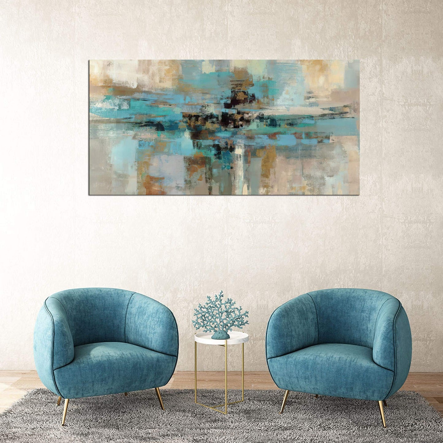 DZL Art A74675 Gold Abstract Painting Modern Decor Wall Art Gold Canvas Gray Painting Contemporary Decor Gray Abstract Canvas Living Room Art Painting