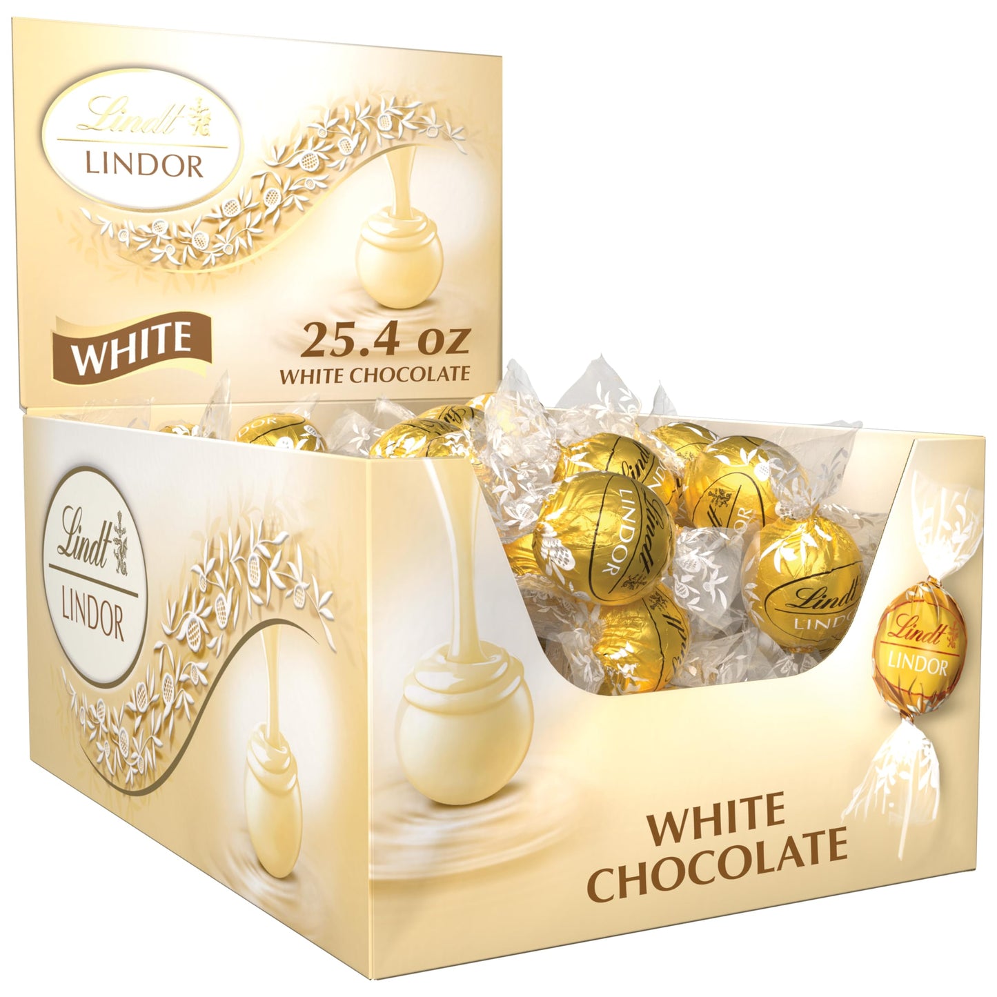 Lindt LINDOR White Chocolate Candy Truffles, White Chocolate Candy with Smooth, Melting Truffle Center, 25.4 oz., 60 Count