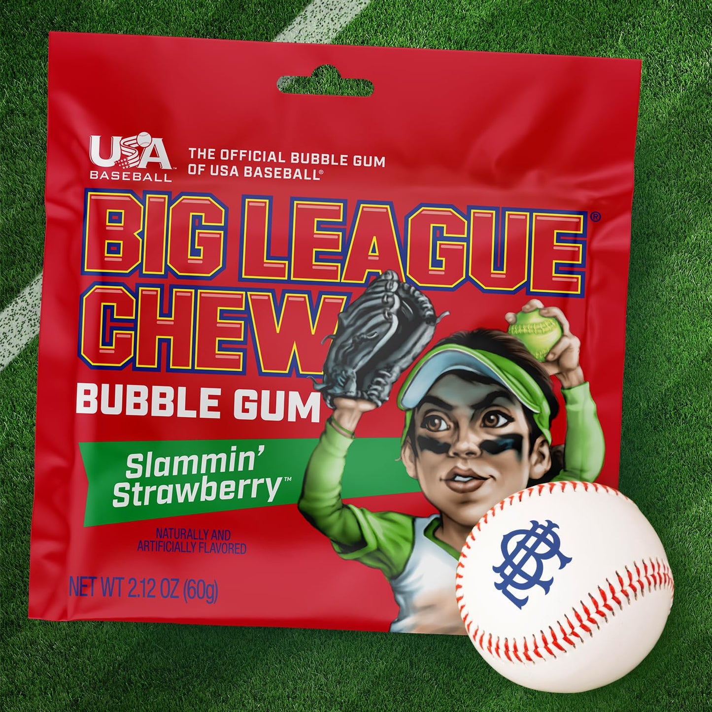 Big League Chew Outta Here Original Bubble Gum - Classic Ballpark Flavor | Perfect for Baseball Games, Teams, Concessions, Parties, and More | Pack of 12 Bags (2.12oz Each)