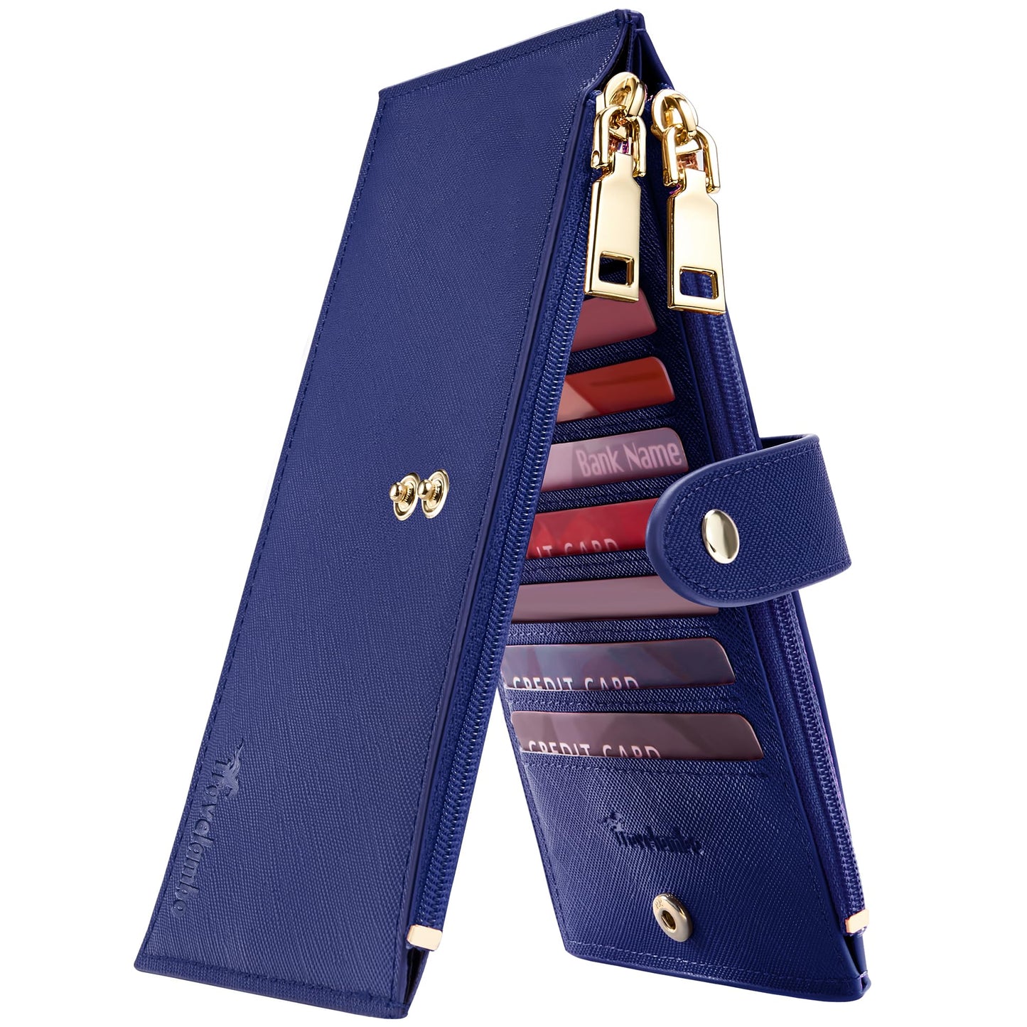 Travelambo RFID Wallet Women Large Size Bifold Multi Card Wallet Case with Zipper Pocke Credit Card Holder for Women