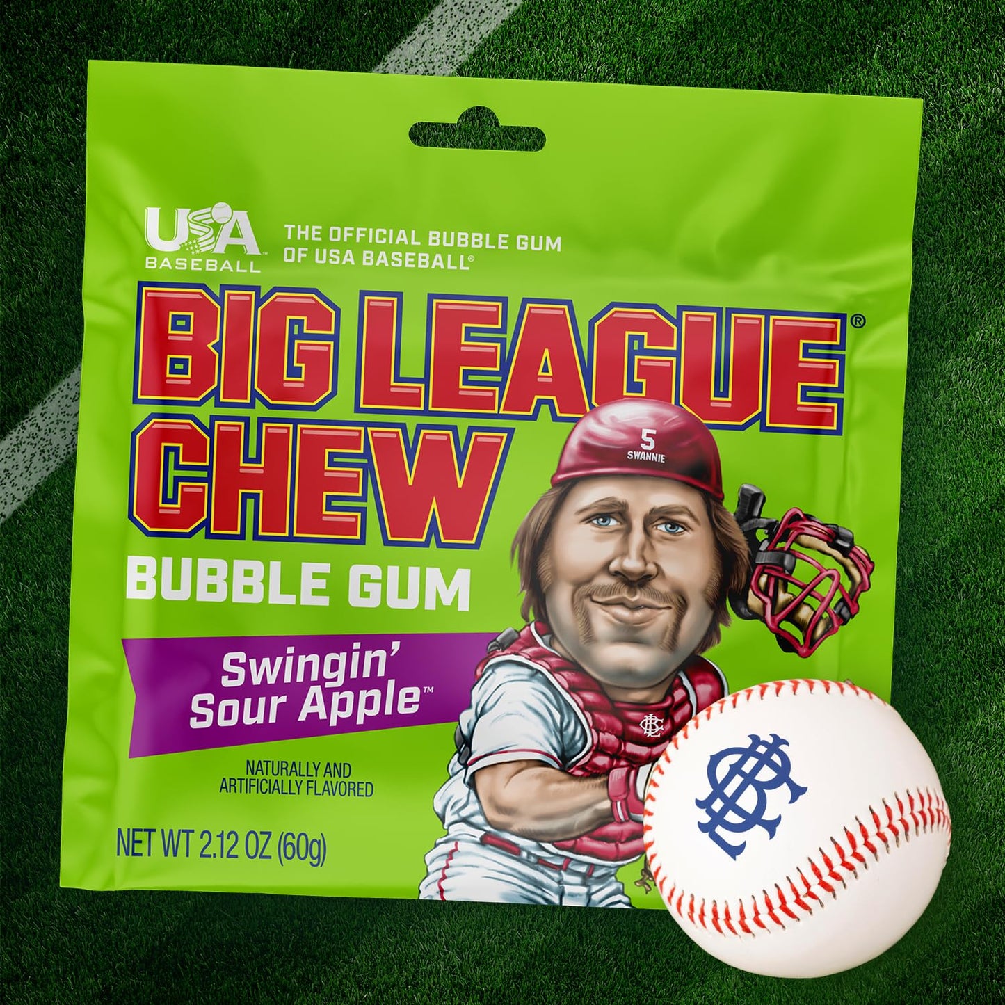 Big League Chew Outta Here Original Bubble Gum - Classic Ballpark Flavor | Perfect for Baseball Games, Teams, Concessions, Parties, and More | Pack of 12 Bags (2.12oz Each)