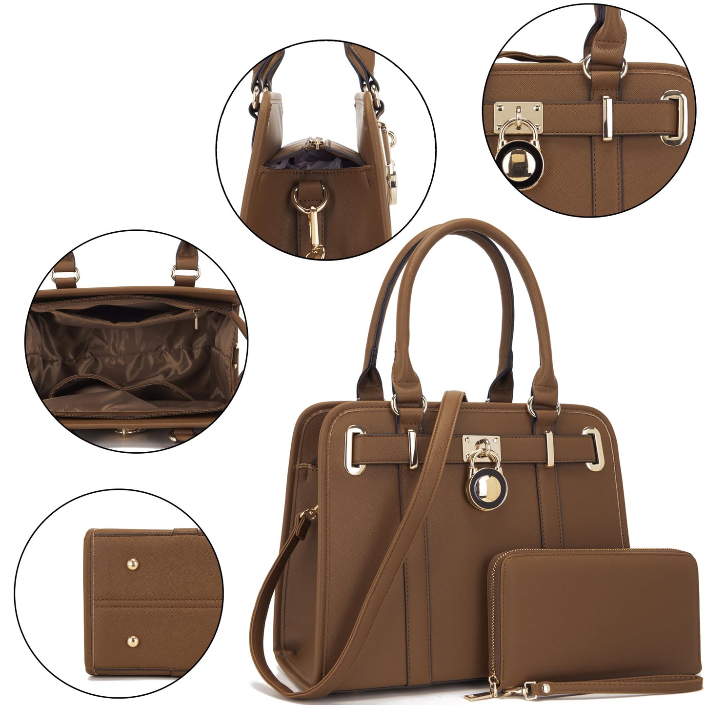 Handbags Sets For Women Shoulder Bags Top Handle Work Satchel Tote Purses Set With Matching Wallet 2pcs