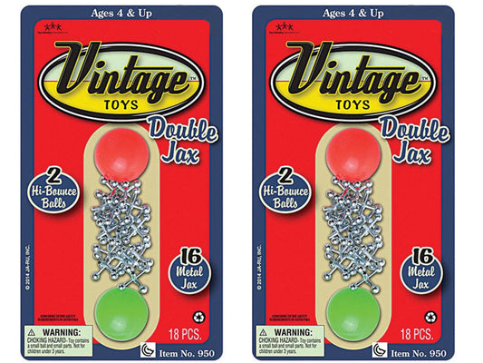 JA-RU Vintage Metal Jacks Game Set/Two Bouncy Balls.(1 Pack) Mini Jax Toy. Classic Family Retro Classics. Bulk Party Favors, Stocking Stuffers. 950-1B