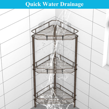 4 Tier Floor Standing Corner Shower Caddy Organizer Shelf with Hooks