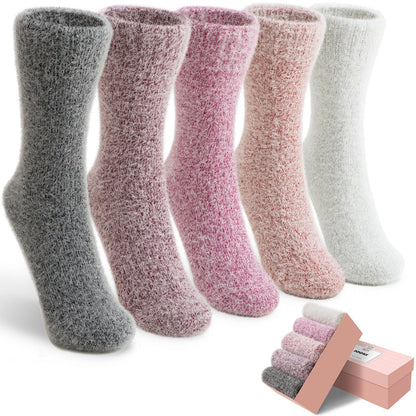 5 Pairs Fuzzy Soft Cozy Comfortable Socks for Women, Casual Sleep Comfy Socks, Perfect Warm Winter Gifts for Women