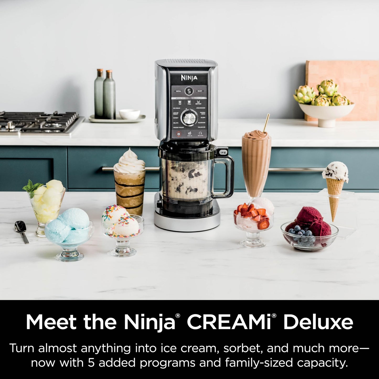 Ninja NC301 CREAMi Ice Cream Maker – 7 Programs, 2 Pint Containers, Lids