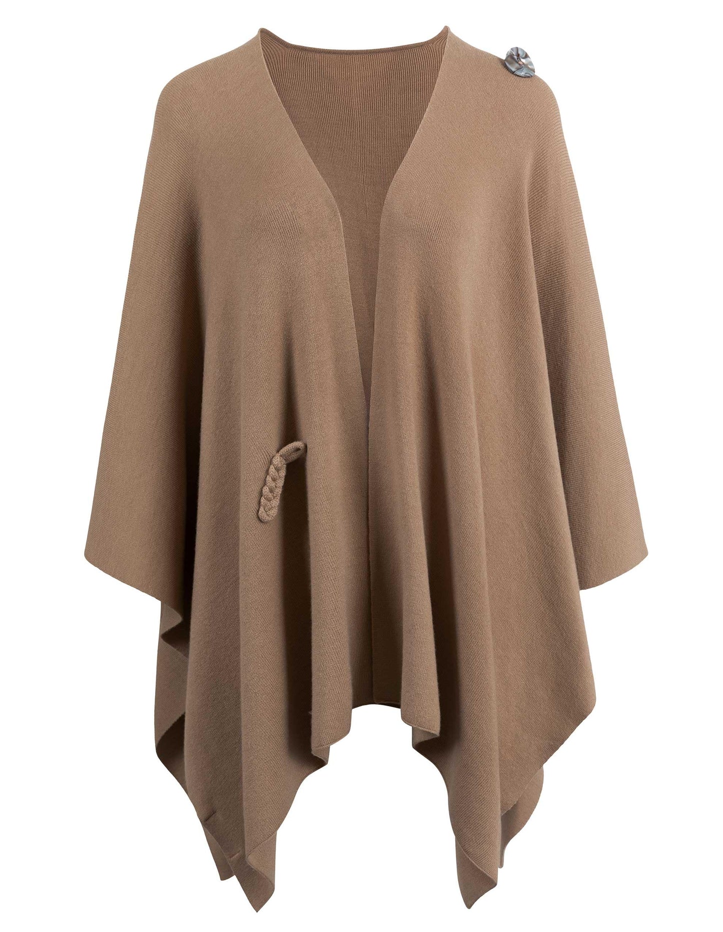 PULI Femmes Grand Poncho Croisé Sur Le Devant Pull Enveloppant Topper Tricoté Élégant Châles Cape pour l'Automne Hiver