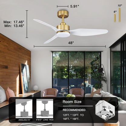 Smart LED Ceiling Fan – WiFi/Alexa Control, Quiet DC Motor, Indoor/Outdoor