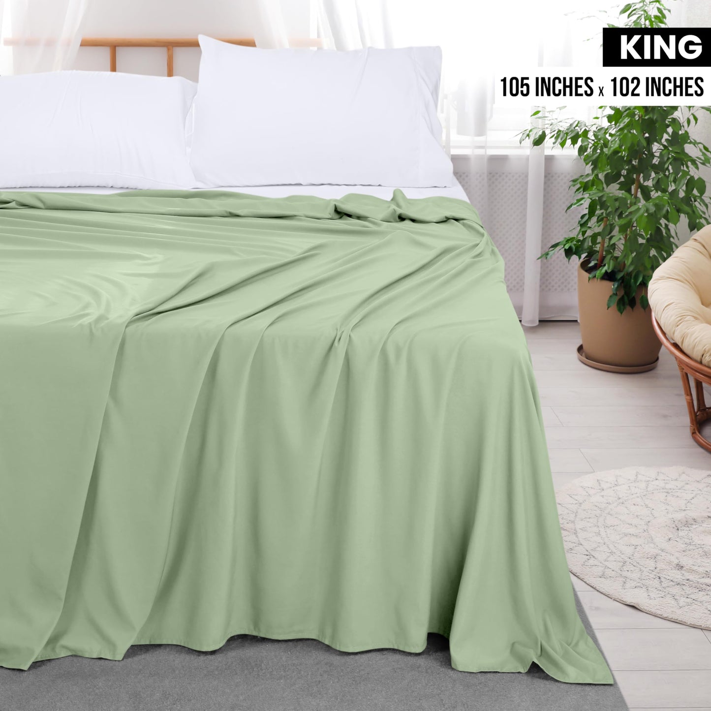 Draps plats Utopia Bedding - Lot de 6 - Tissu en microfibre brossé doux - Draps supérieurs résistants au rétrécissement et à la décoloration - Entretien facile (Queen, Blanc) 