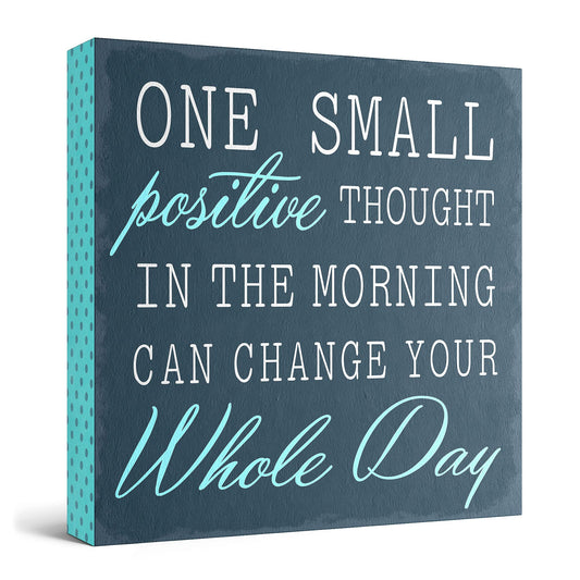 Barnyard Designs Wooden Box Sign Motivational Desk Decor, Inspirational Office Desk Decorations for Women Office Bathroom Shelf Décor (Positive Thought)