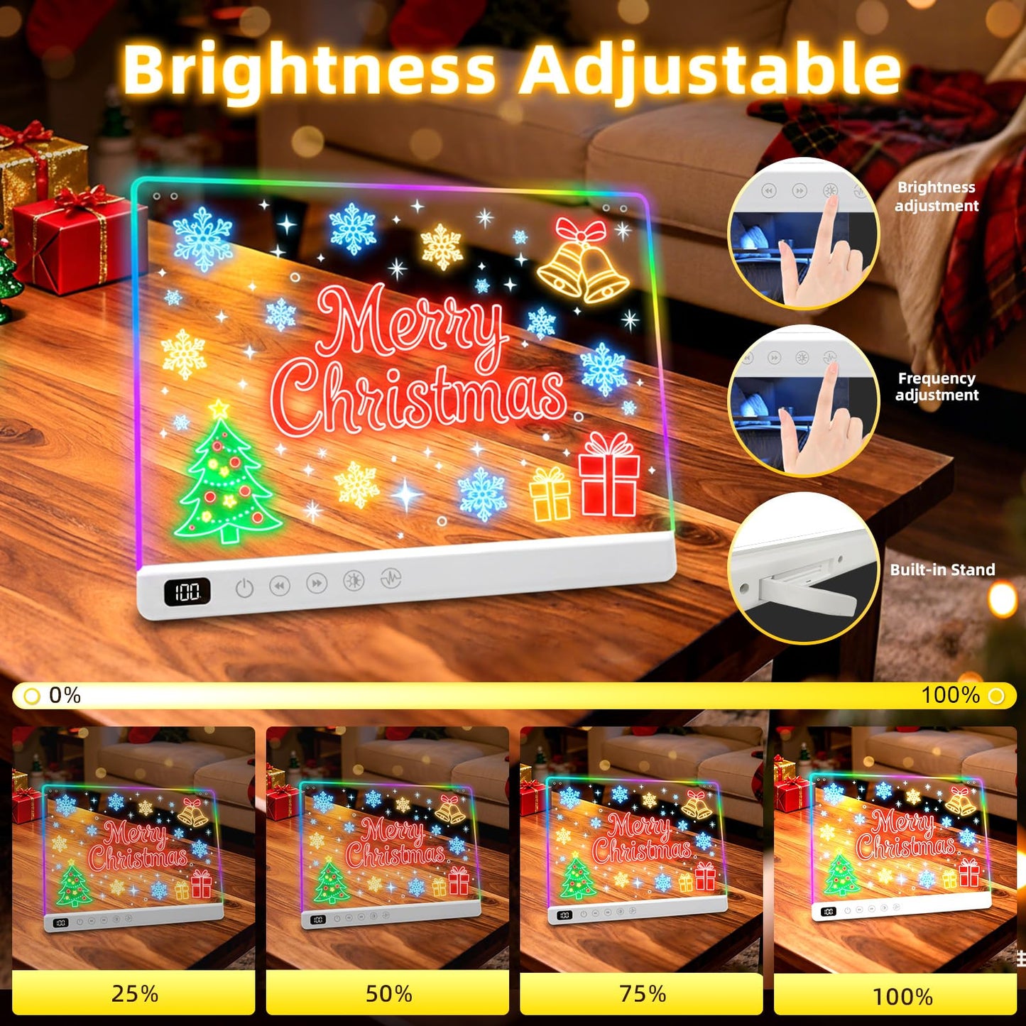 Led Drawing Board with 13 Light Effects, 13.7"x10" Rechargeable Glow Doodle LED Note Board with Colors, Neon Light Up Drawing Tablet Gifts for Kids for Christmas Birthday Gifts Presents