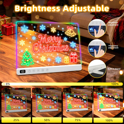 Led Drawing Board with 13 Light Effects, 13.7"x10" Rechargeable Glow Doodle LED Note Board with Colors, Neon Light Up Drawing Tablet Gifts for Kids for Christmas Birthday Gifts Presents