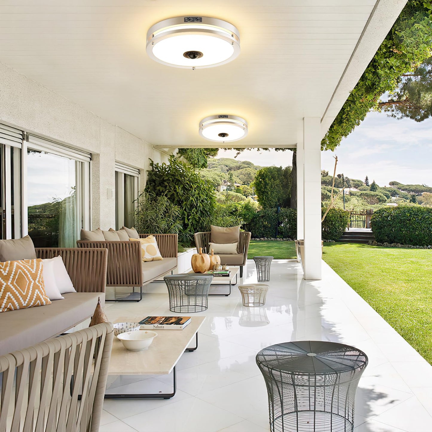 Motion Sensor LED Ceiling Light – Adjustable Color Temp, Outdoor Flush Mount