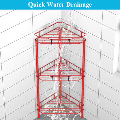 4 Tier Floor Standing Corner Shower Caddy Organizer Shelf with Hooks
